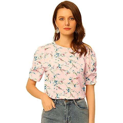 Allegra K Blusa floral casual mujer Cover
