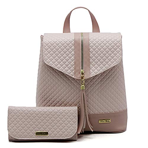 Kit De Bolsas Saco Feminina e Mochila com Carteira Livia Sabatini em Sintético 3 Peças (Rose)