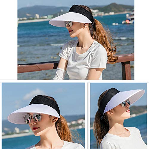 Sun Visor Hats Women Large Brim Summer Uv Protection Beach Cap White #TOP5