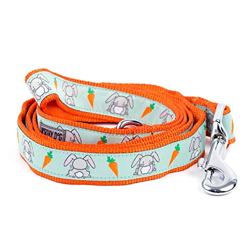 The Worthy Dog Bunnies and Carrots Kawaii Designer Pet Dog Strong and Comfortable Nylon Webbing Lead Dogs, Mint Green Color-Large
