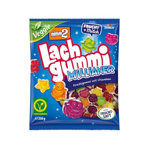nimm2 Lachgummi Millianer – 1 x 250g – Vegetarisches Fruchtgummi mit Fruchtsaft, Vitaminen und Milch