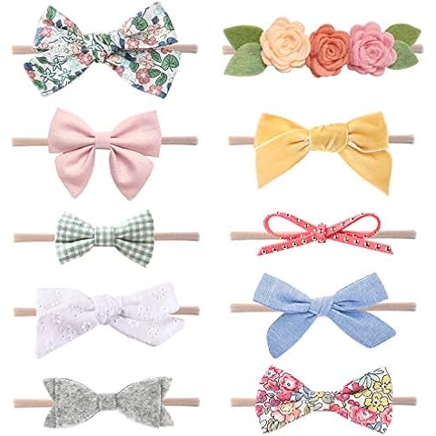 LittleJoJo Baby Girl Headbands and Bows, Newborn Infant Toddler Nylon Hairbands Hair Accessories Cover