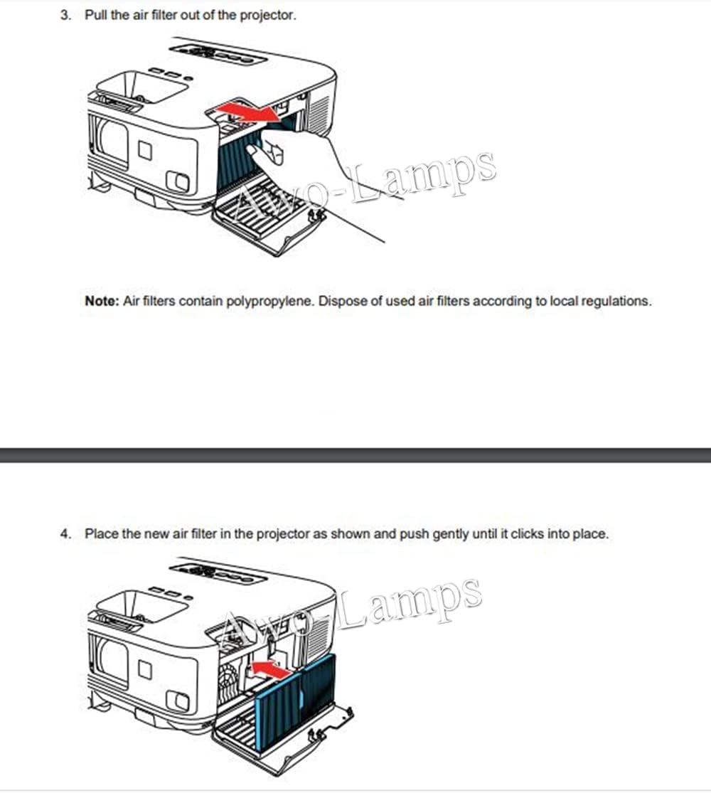 AWO Replacement Projector Air Filter Fit for EPSON ELPAF41 / V13H134A41 EB-1930,EB-1935,EB-1940W,EB-1945W,EB-1950,EB-1955,EB-1960,EB-1965,EB-1970W,EB-1975W,EB-1980WU,EB-1985WU,EB-2040,EB-2055,EB-2065