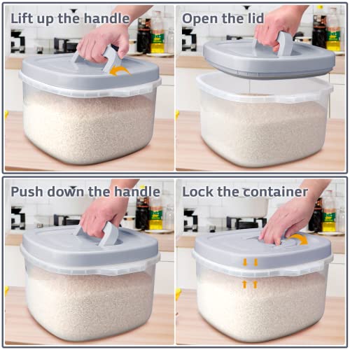 Uppetly Rice Cereal Storage Container, 10 Lb Bpa Free Airtight Plastic Food Storage Containers With Easy Lock Lids And Measuring Cup, Dry Food, Pasta, Flour And Sugar Kitchen Storage Containers #TOP1