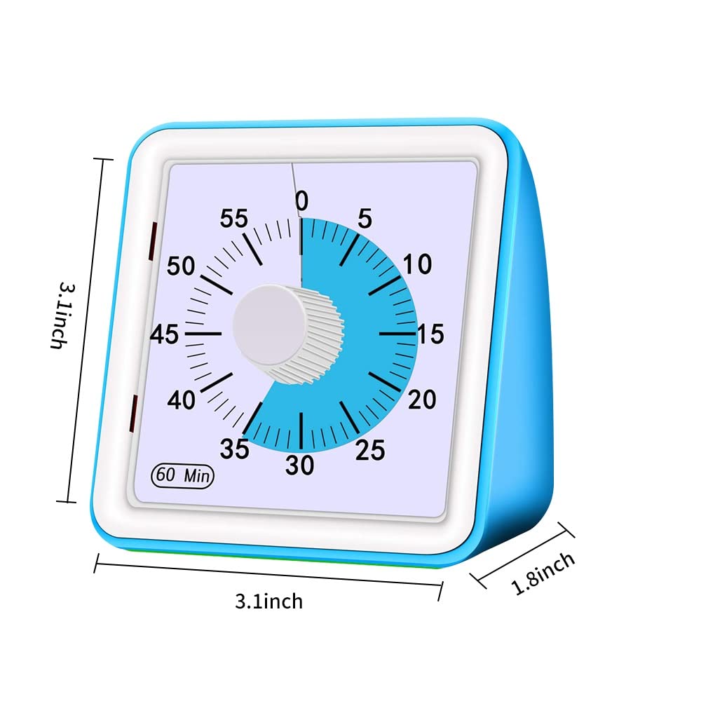 60 Minutos analógicos Visual Temporizador silencioso Cuenta Regresiva Reloj de gestión de Tiempo for niños for niños Adultos Temporizador analógico Visual(Rosso)