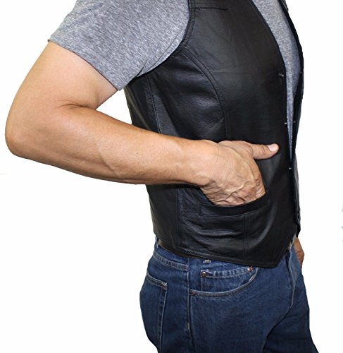 Dona Michi Mens Black Genuine Leather vest U.S.A. flag, biker style vest #202 Special Price3