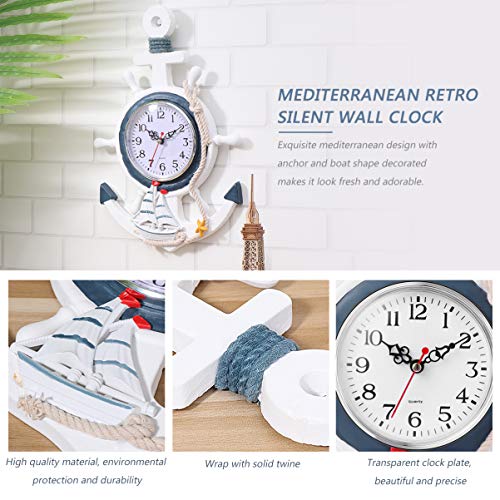 Time Clock Anchor Clock Beach Sea Theme Nautical Ship Wheel Rudder Steering Wheel Decor Wall Hanging Decoration Ocean Decor #TOP3