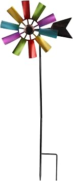 Metal Garden Windmill, 73cm Outdoor Wind Spinner for SCULPTURE Rotating Weather Vane Yard Art Ornament Decorative Lawn Stakes