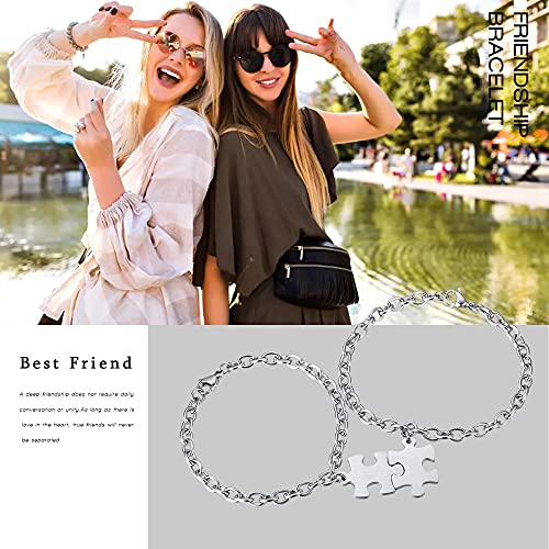 Vnox Personalized Customized Puzzle Piece Bracelet Set Of 4 Link Bracelet For Best Friend Bff Family Love/Friendship Jewelry Gift Sets #TOP1