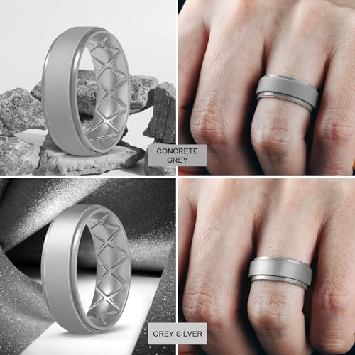 image for Egnaro Inner Arc Ergonomic Breathable Design, Mens Silicone Rings with