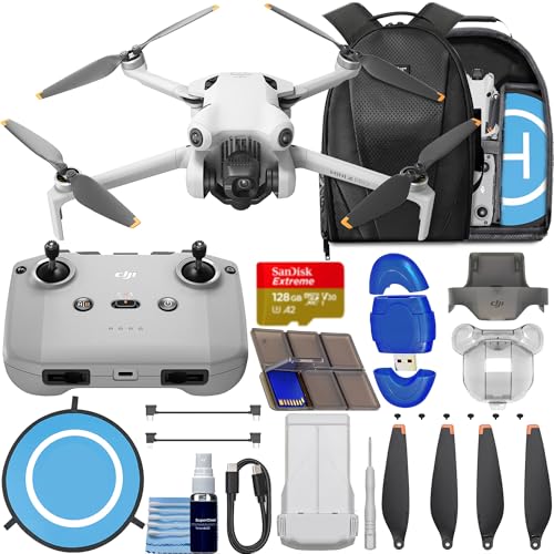 Image of DJI Mini 4 Pro Drone with RC-N2 Remote Controller Folding Mini-Drone with 4K HDR Video Under 249g, 34 Mins Flight Time, Omnidirectional Vision Sensing Bundle with 128GB Card, Landing Pad + More