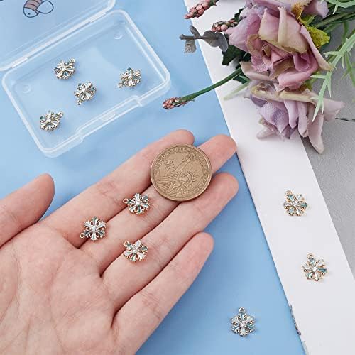 Beebeecraft 1 Box 10Pcs Snowflake Charms 18K Gold Plated Micro Pave Cubic Zirconia Charms Charms Pendant for DIY Necklace Earrings Jewellery Making