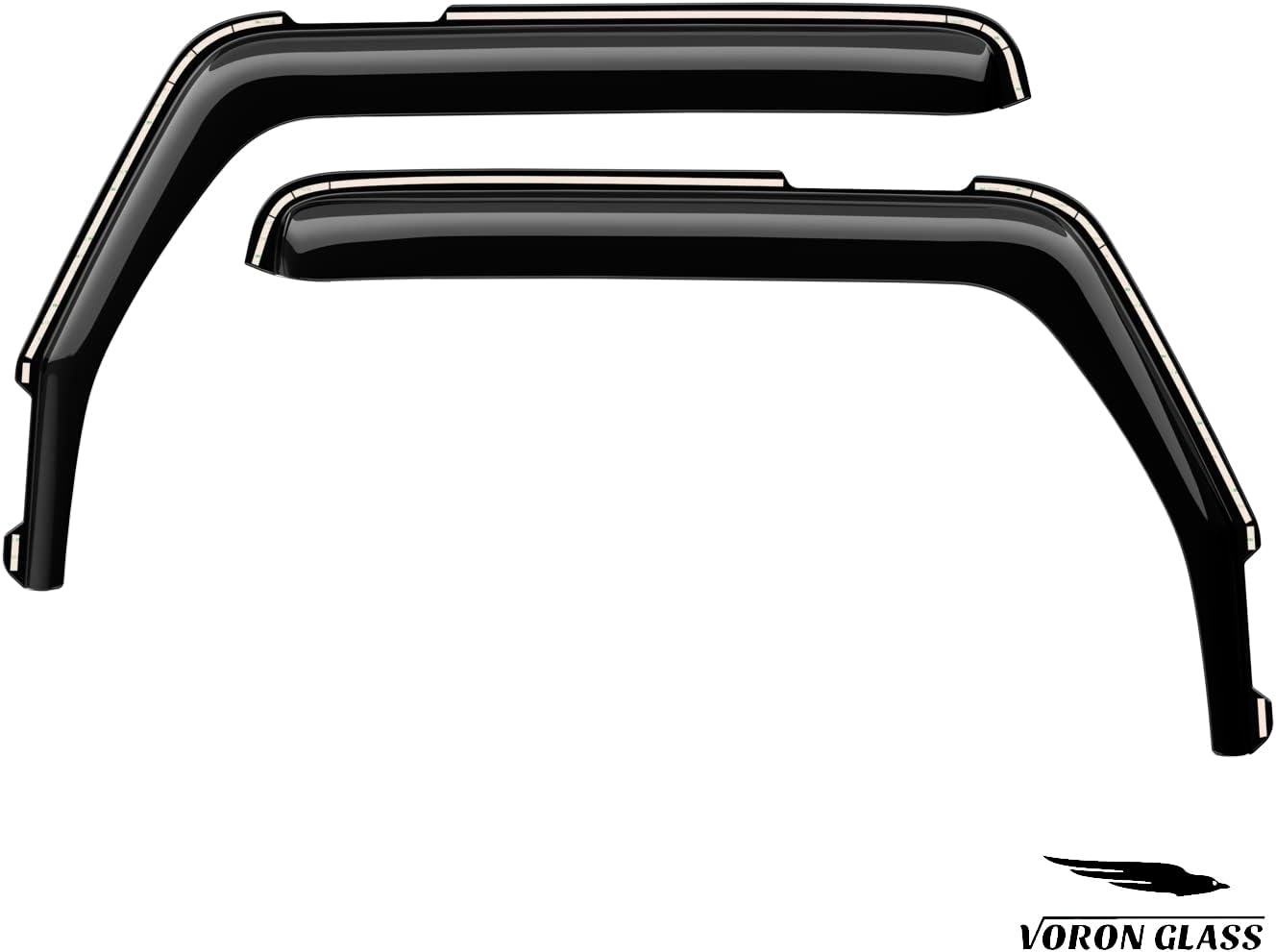 Voron Glass in-Channel Extra Durable Rain Guards for Jeep Wrangler JK 2-Door 2007-2018, Window Deflectors, Vent Window Visors, 2 Pieces - 200296