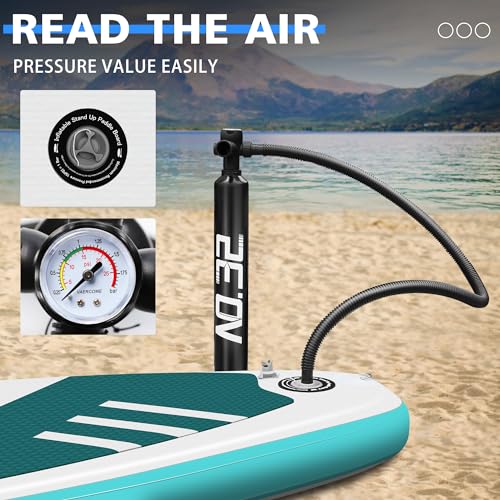 10ft / 3m Inflatable Stand Up Paddle Board | Inflatable SUP Board Beginner's Surfboard Kit w/Adjustable Paddle | Air Pump w/Pressure Guage | Repair Kit | Premium Leash & Carry Backpack - Image 6