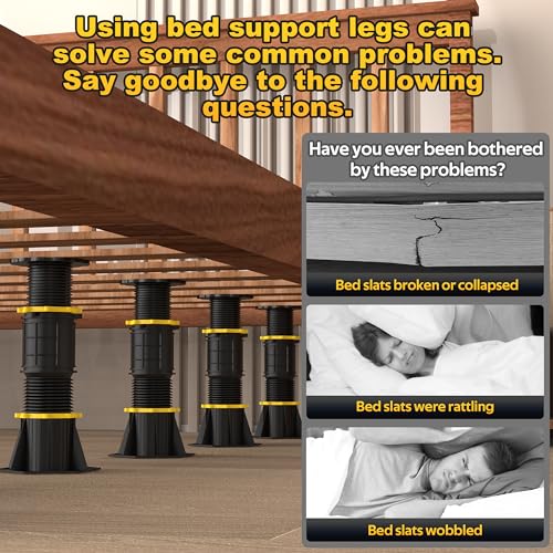 image for Wlrrcwdttc 4 Pcs Adjustable Height Bed Support Legs 8.5-13 inch, Bed F