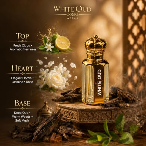 Image of Kannauj White Oud Attar | Long Lasting Alcohol-Free Perfume Oil | Premium Roll-On for Men & Women | 6ml