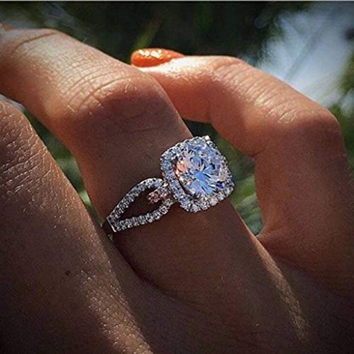 Anéis femininos Weite de diamante geométricos quadrados cravejados de zircônia, presente perfeito pa