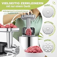 KESSER® Küchenmaschine 3in1 mit Fleischwolf & Mixer, 1500W Knetmaschine 5,5L Rührschüssel + Spritzschutz, 6 Geschwindigkeiten, Knethaken, Schneebesen, Rührhaken & Raspeln, Backen & Kochen, Schwarz – Ansicht 5