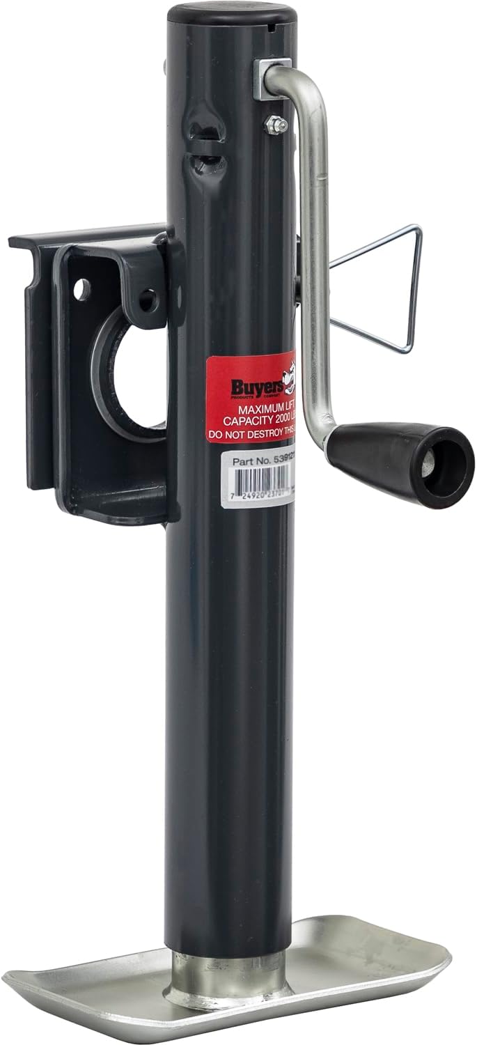 Buyers Products 0091220 Side Wind Trailer Jack, 5000lb Capacity, Weld-On Mounting Assembly Included, 10.25" Retracted, 20.25" Extended, 10" Travel