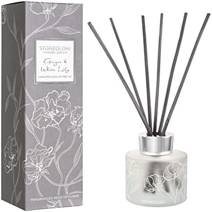 Stoneglow Ginger & White Lily 120ml reed diffuser in beautiful day flower gift box