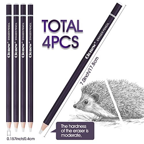 Qionew Eraser Pencils Set-4Pcs,Erasing Small Details Or For Charcoal Drawings Sketching Pencils Add Highlights,Perfect For Sketches And Coloured Illustrations,For Artists Eraser Pencils For Drawing #TOP1