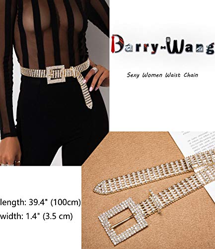 Barry.Wang Rhinestone Belts for Women Silver Gold Bling Belt Diamond Crystal Studded for Jeans Dress Bridesmaid Bridal Ladies2