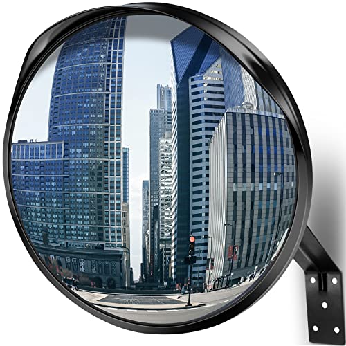 Angooni 45 cm Espejo Convexo de Tráfico – Gran Angular, Ajustable, con Soporte para Interior y Exterior, Ideal para Seguridad de Garaje, Entradas y Vigilancia
