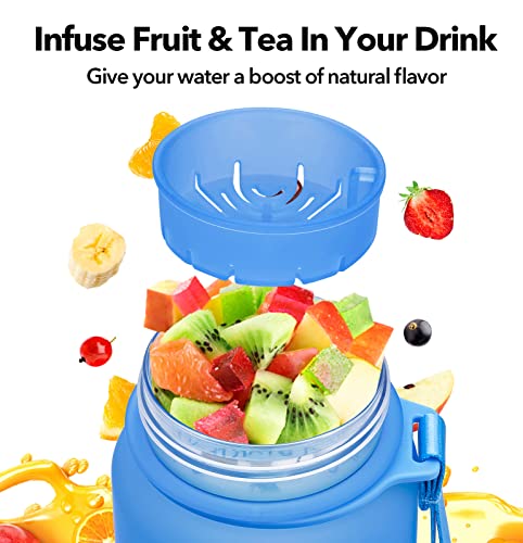 Meitagie 32Oz Motivational Water Bottle With Time Marker & Fruit Strainer, Leak-Proof Bpa Free Non-Toxic 1L Bottle With Carrying Strap, Perfect For Fitness, Gym And Outdoor Sports (Ombre: Aquamarine) #TOP2