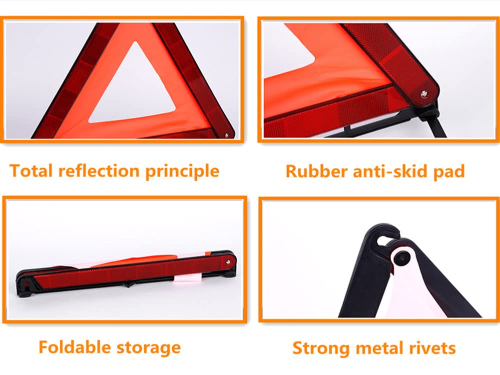 Lot de 2 triangles d'avertissement d'urgence pour voiture et 2 gilets de sécurité réfléchissants, kit d'urgence pliable pour voiture, camion, SUV