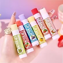 6 Pack Fruit Lip Balm Set - Vitamin E Enriched Moisturizing Lip Care with Natural Honey, Aloe Vera & Coconut Oil, Assorted Flavors for Soft Lips & Perfect Lip Primer