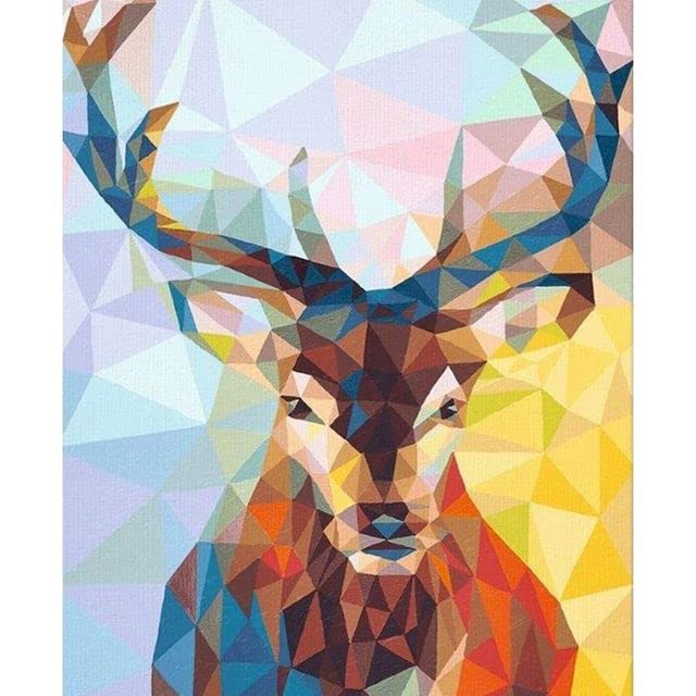 Amazon | 数字による Diy の絵画鹿の動物の絵現代壁アートキャンバス
