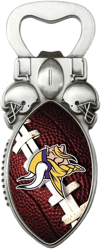 NFL Football Magnetic Bottle Opener, Stainless Steel, Strong Magnet to Display on Fridge