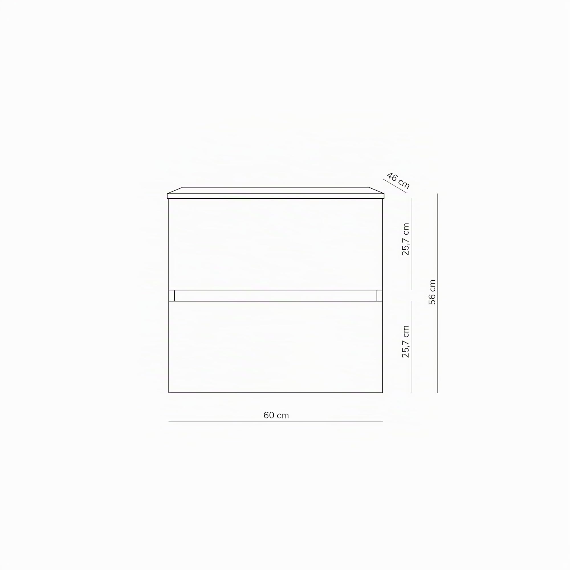 Baikal Meuble de Salle de Bains, Armoire Suspendue avec Vasque en Ceramique, Hauteur 55 cm, Largeur 60 cm, 2 Tiroirs, Finition Nature, Meuble Monte