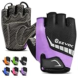 GEZVOC Cycling Gloves Bike Gloves Biking Gloves for Men Women with Shock-Absorbing Pad, Extra Grip,Flexible and Comfortable Fit,Light Weight,Breathable(Black&Purple, Medium)