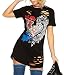 MolVee Women's Short Sleeve Punk Print T-Shirt Dress Sexy Hole Mini Dress Casual Tops Tee