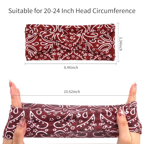 Image of YARIEW 6Pcs Headbands Paisley Bandanas Head Bands Sweat Band Hair Wrap Headwrap Fashion Boho Wide Thick Workout Yoga Elastic Headbands Mens Cooling Running Sports Headband Sweatbands for Women and Men