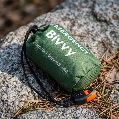 2 Paquetes de Bolsa de Dormir de Supervivencia de Emergencia con Silbato, Portable, Impermeable, Térmica, Reflejante, para Camping al Aire Libre (Naranja + Silbato) miniatura 5