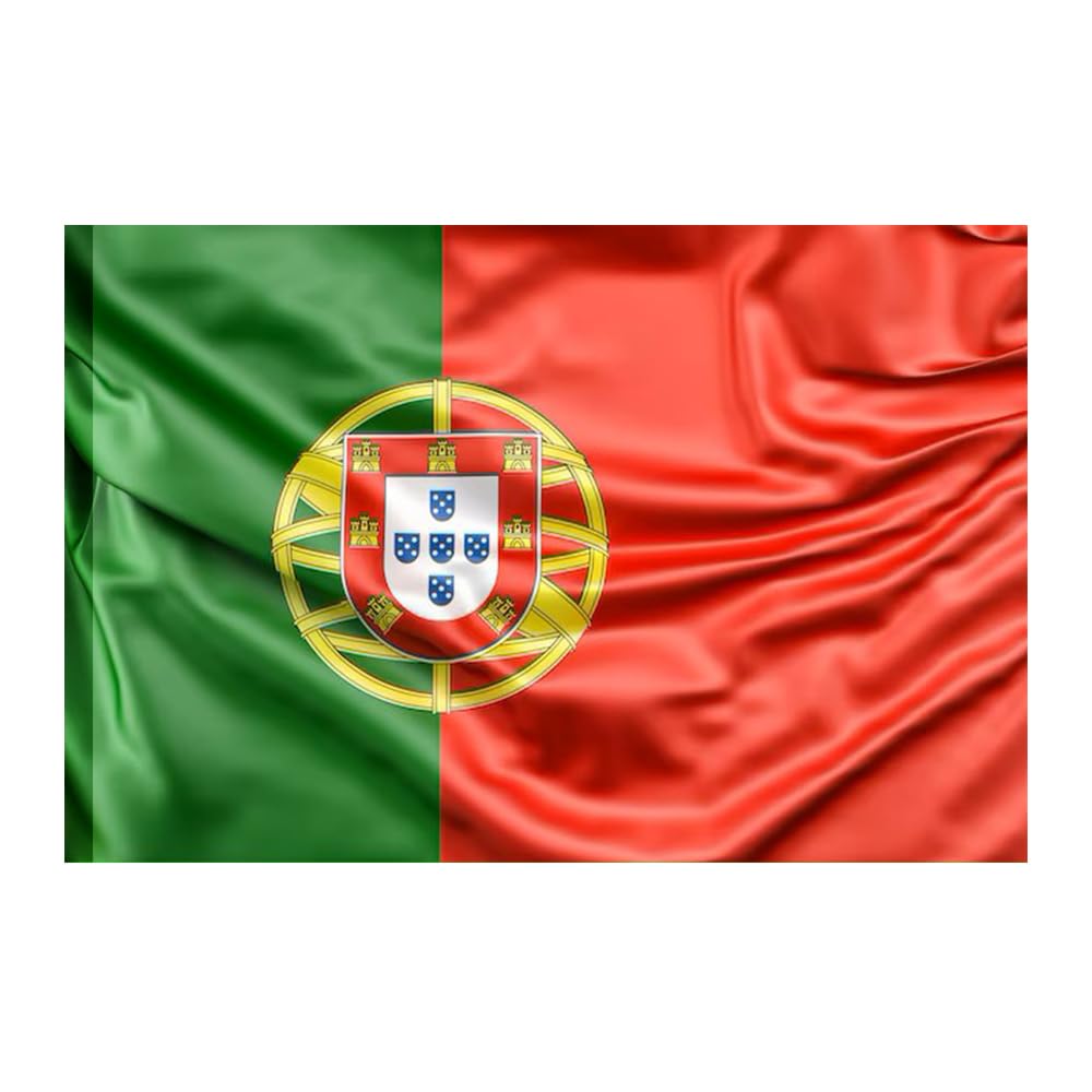 Portugal Flag 90 cm x 150 cm, Large with Pole Loop and Laces to Attach Lightweight Flag for Sports Football, Demonstrations