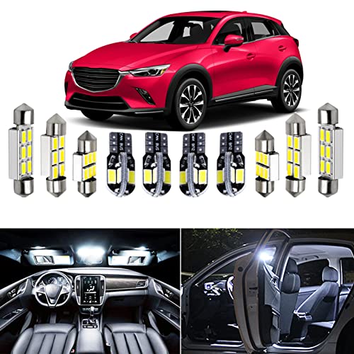 10x Canbus Kit de Luces Interiores LED sin Errores, Paquete de Accesorios para Coche, luz de matrícula para Maletero de cúpula de Mapa, para Mazda CX-3 2016-2019