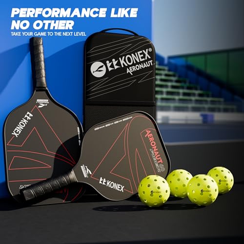 Image of Konex Pickleball Paddle Set | Fiberglass Surface & 14mm Core | 2 Paddles & 4 Balls | Genuine - Black