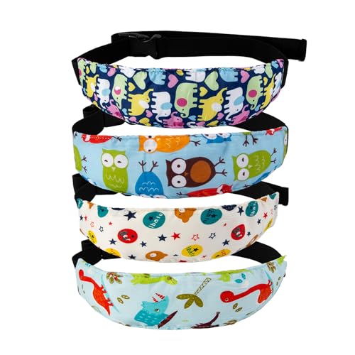 4 Stück Baby-Kopfstützband für Kinderwagen-Autositz,Verstellbares Kopfband für Kindersitze Kopfhaltung Auto Kopfstütze Kinder Kopfstütze Reise Zubehör Stirnband Nackenstütze mit Gurtschutz für Kleinki