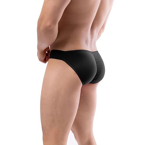 Summer Code Mens Bikini Briefs Soft Breathable Bulge Pouch Underwear Micro Mesh Panties Scrunch Butt Underpants - S - Black