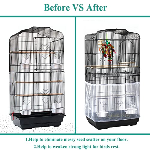 Asocea ASO-MJ-BCDH Bird Cage Seed Cather,Universal Adjustable Birdcage Cover Skirt Nylon Mesh Netting Parrot Parakeet Macaw African Round Square Cages Cover thumb #3