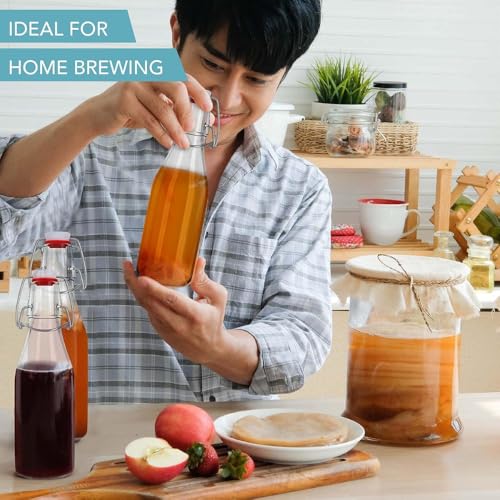 Image of Glassbunny 500ml Borosilicate Glass Water Bottles with Airtight Cap, Clear, Swing Top Flip Top Bottles for Fridge, Leak Proof, Reusable, BPA Free, Pack of 2