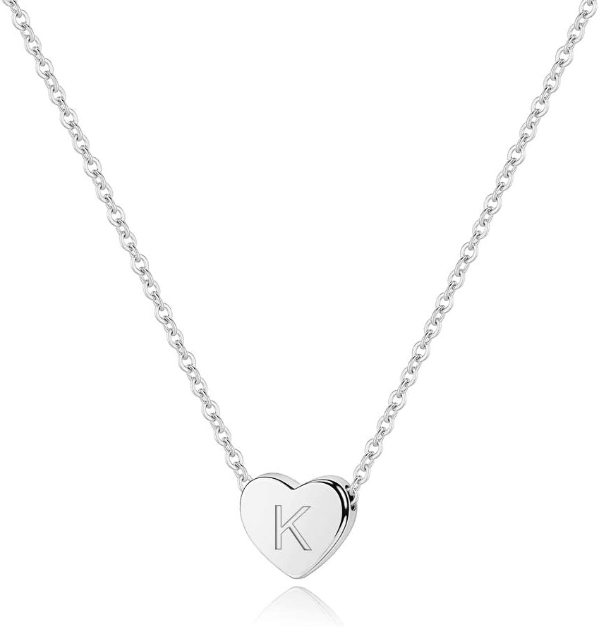 Sterling Silver Heart Initial Necklaces for Women - Birthday Gifts