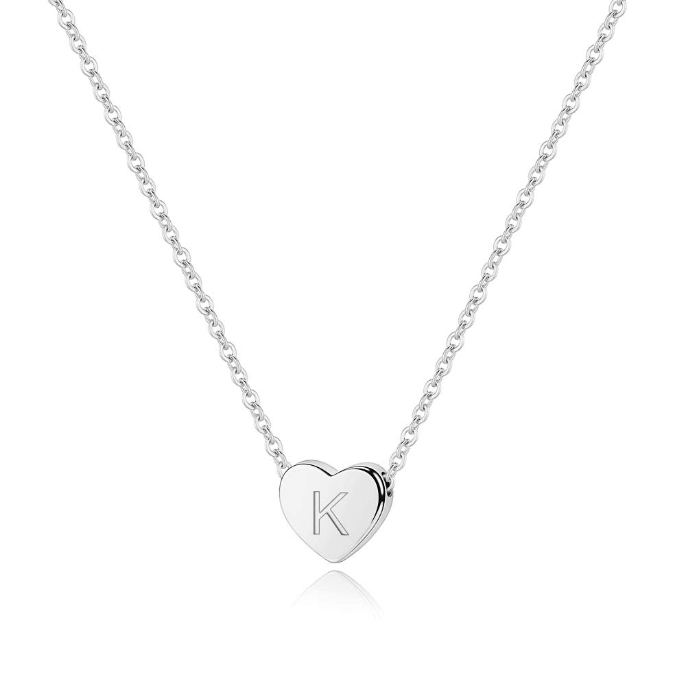 M MOOHAMHeart Initial Necklace Gifts for Girls Women - S925 Sterling Silver Tiny Letter Necklace Birthday Gift for Kids Teen Girl Jewelry
