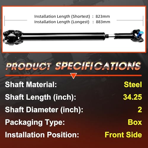 Fexhull Front Drive Shaft Driveshaft Assembly Fit for Jeep Grand Cherokee 1993 1994 1995 V8 5.2L OE# 53008427, 938100, 659773 -Automatic Transmission by Fexhull - Image 4