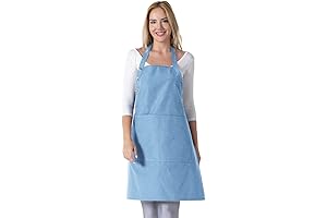 Adjustable Cotton Kitchen Apron with Waterdrop Resistant Aprons for Women with Pockets