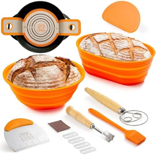 Silicone Bread Proofing Basket Set Of 2, Foldable Banneton Proofing Basket, Sourdough Baking Basket Supplies, Complete Kit For Bread Making Essential - View #9