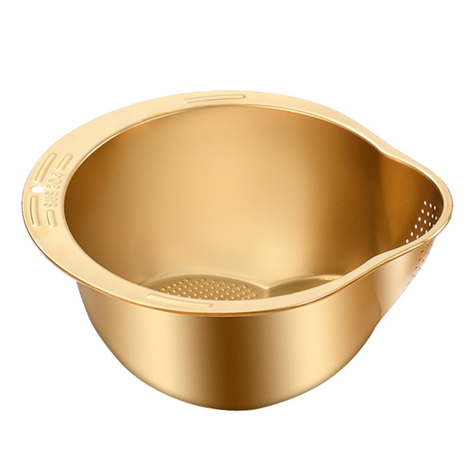 MALSSE Modern Steel Washer with Integrated Grater and Drain Holes for Rice and Beans Fruit Washing Bowl